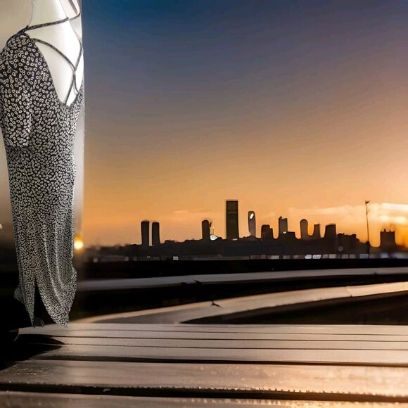 Joseph Ribkoff Maxi Dress Floral Black Size 12 Slit Sides Zip Back Stretch - Picture 7 of 11